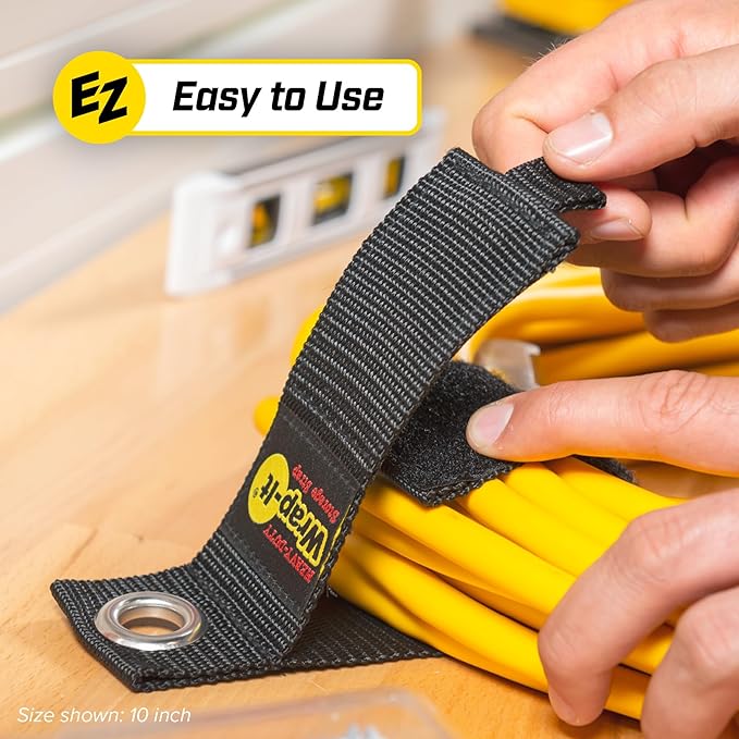 Heavy-Duty Wrap-It Storage Straps (Assorted 12 Pack) - Hanging Extension Cord Organizer for Cable Management and Storage on Garage Wall, RV Gadgets and Appliances