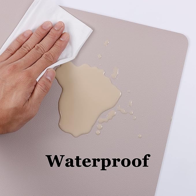 Wipeable Placemats Leather Table Mats Waterproof Heat-Resistant Easy to Clean for Dining Table Set Kitchen Table (2, Taupe)