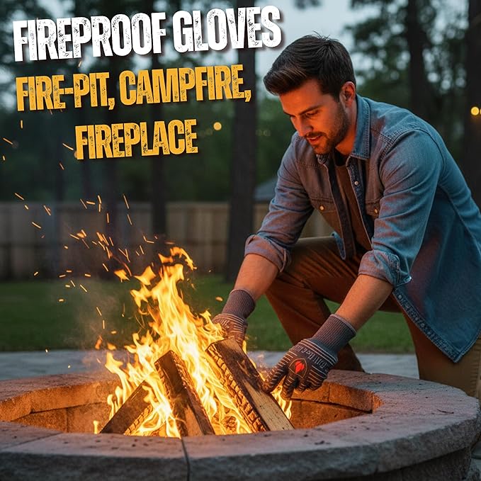 GRILL HEAT AID BBQ Grill Gloves 1472째F - Extreme Heat Resistant Oven Mitts for Grilling, Smoker & Fire Pit with Silicone Grip & EN407 Cut Resistance - Short Cuff, Dusky Gray