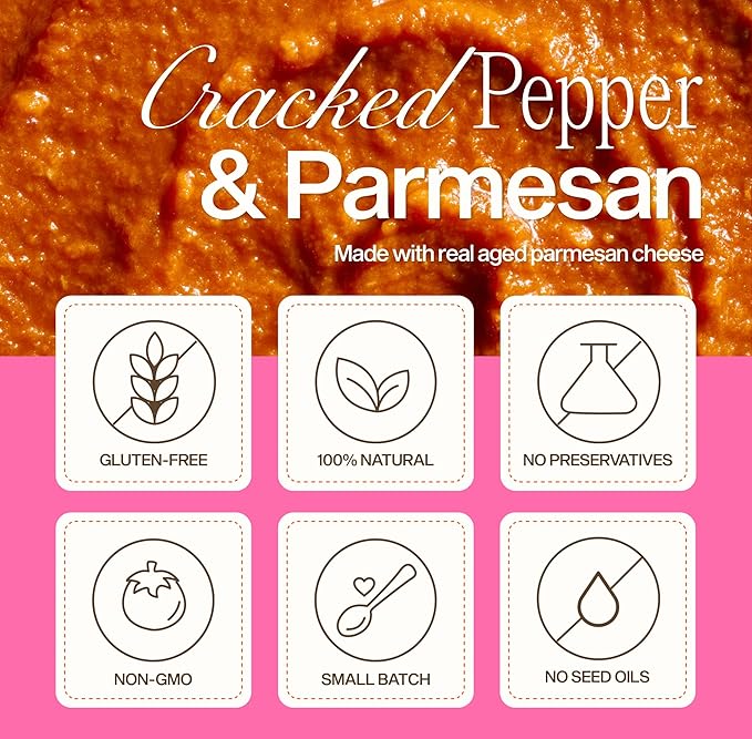 Sauz | Cracked Pepper and Parmesan Sauce (4 Jars) Thick & Creamy- Gluten-Free, Non-GMO, and 100% Delicious - Crafted in Small Batches for Michelin-Star Delight - Clean ingredients