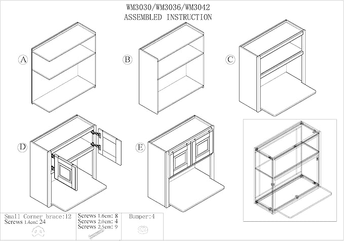 Solid Wood RTA Wall Microwave Open Shelves Cabinet Kitchen Pantry Storage Cabinet with 2 Doors - Newtown Charcoal Black, 30'W24'D36'H