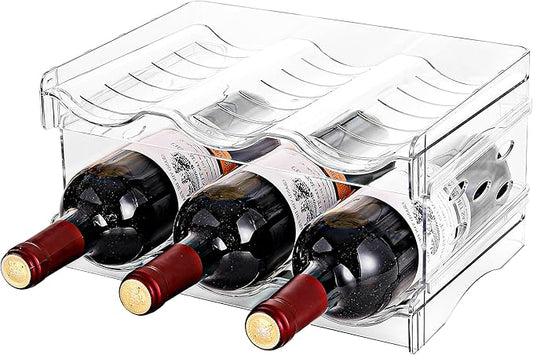 Stackable Wine Rack,Wine Bottle Holder for Inside Cabinet,for Pantry,Refrigerator,Countertop Organization-2 Tiers for 6 Bottles