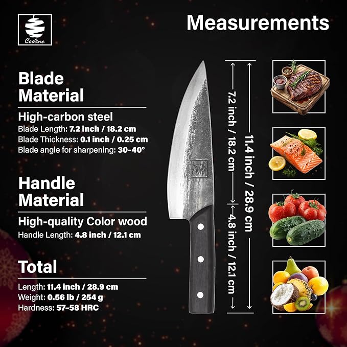 COOLINA Altomino and Tungsten Knife Set ??Hand-Forged Chef Knife and Precision Slicing Knife Bundle ??High Carbon Steel Full Tang Butcher Knives for Meat, Veggies, BBQ & Kitchen Prep