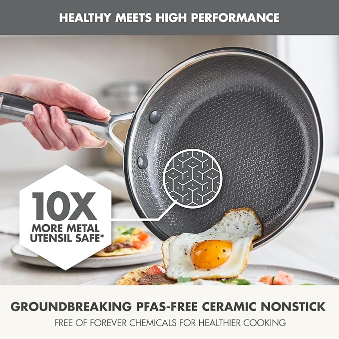 GreenPan Hybrid 13 Piece Nonstick Stainless Steel Cookware Set, APEX Tri-Ply Thermobond PFAS-Free Ceramic Pots & Pans, Induction & All Cooktop Compatible, Oven Temp to 850째F, Dishwasher Safe, Silver