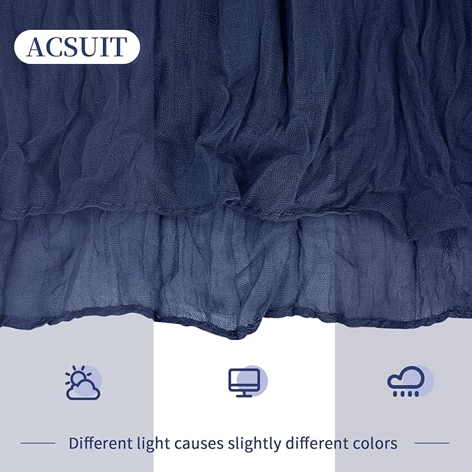 4 Pack Navy Blue Cheesecloth Table Runner 20 x 120 inch Gauze Table Runners 10 FT Long,Semi Sheer Boho Cheese Cloth Fabric Table Runner Bulk for Wedding,Party,Baby Shower,Bridal Shower Decoration
