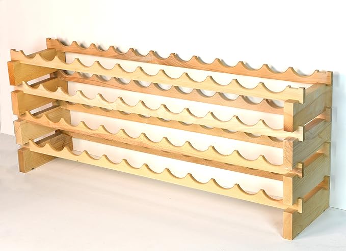 sfDisplay.com,LLC. Modular Wine Rack Beechwood 48-144 Bottle Capacity 12 Bottles Across up to 12 Rows Newest Improved Model (48 Bottles - 4 Rows)