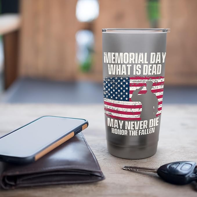 Honor The Fallen - Patriotic America Veterans Memorial Day Stainless Steel Insulated Tumbler