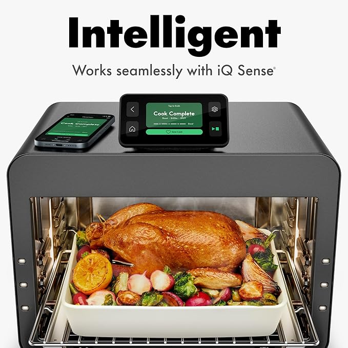 CHEF iQ MiniOven Smart Toaster Oven Air Fryer Combo, 11-in-1 Countertop Convection Oven, Bake, Broil, Air Fry, Broil, Dehydrate, 1750W, 25 Qt Capacity, Fast Cooking with Touchscreen Controls ??Black