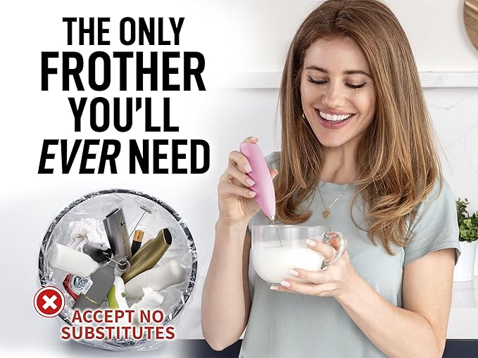 Zulay Kitchen Milk Frother Handheld Electric Whisk with AA Duracell Batteries ??Durable Drink Mixer for Coffee, Lattes, Cappuccinos & More - Pink