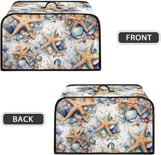 Beach Shell Starfish Slow Cooker Cover Reuseable Slow Cooker Dust Cover Oval Crock Pot Cover for Small Appliance Dustproof Oil-Proof Insulated Protector Cover