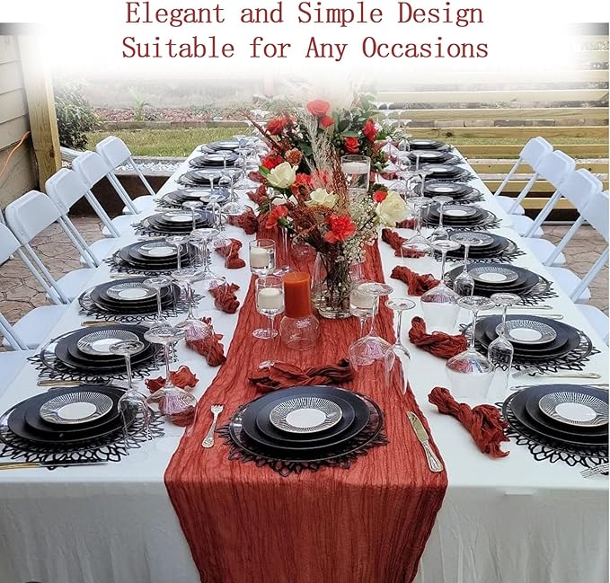 4 Pack Terracotta Cheesecloth Table Runner 20 x 120 inch Gauze Table Runners 10 FT Long,Semi Sheer Cheese Cloth Fabric Table Runner Bulk for Wedding,Party,Baby Shower,Bridal Shower Decoration