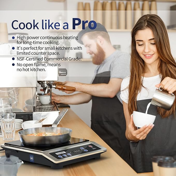 ChangBERT Induction Cooktop, Commercial Grade Portable Cooker, Large 8??Heating Coil, Premium Stainless Steel Countertop Burner with NSF Certified, 10 Hours Timer Powerful 1800W Professional Hot Plate
