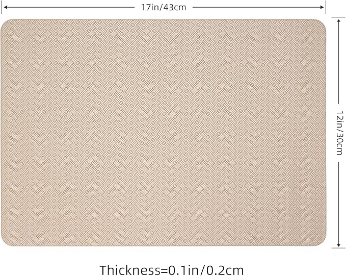PROMATTOO Faux Leather Placemats Set of 4 – 17x12 Inch Vinyl Table Mats, Heat Resistant, Non Slip, Wipeable & Washable, Easy to Clean Dining Table Decor for Kitchen & Dining Room（Light Taupe）