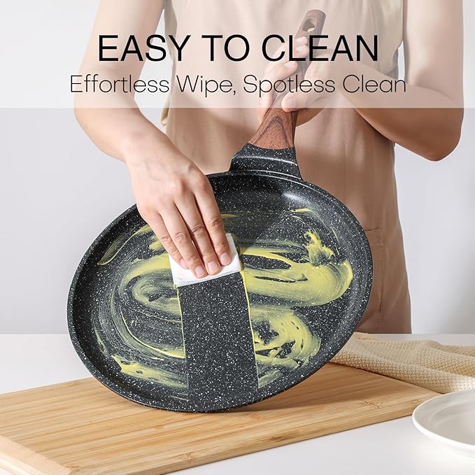 Kordisen Crepe Pan Nonstick, 12 Inch Dosa Pan with Spreader, Granite Coating Comales Para Tortillas Pancake Pan, Flat Bottom for Stove Top, Induction Compatible, PFOA Free