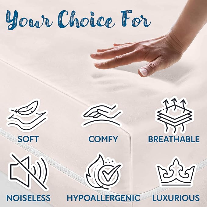 Guardmax Jersey Knitted Sleeper Sofa Zippered Mattress Encasement - Waterproof & Bed Bug Proof Mattress Protector - Comfortable, Soft, and Noiseless Zippered Bedding - Dust Mite Proof (60 x 72 x 5)