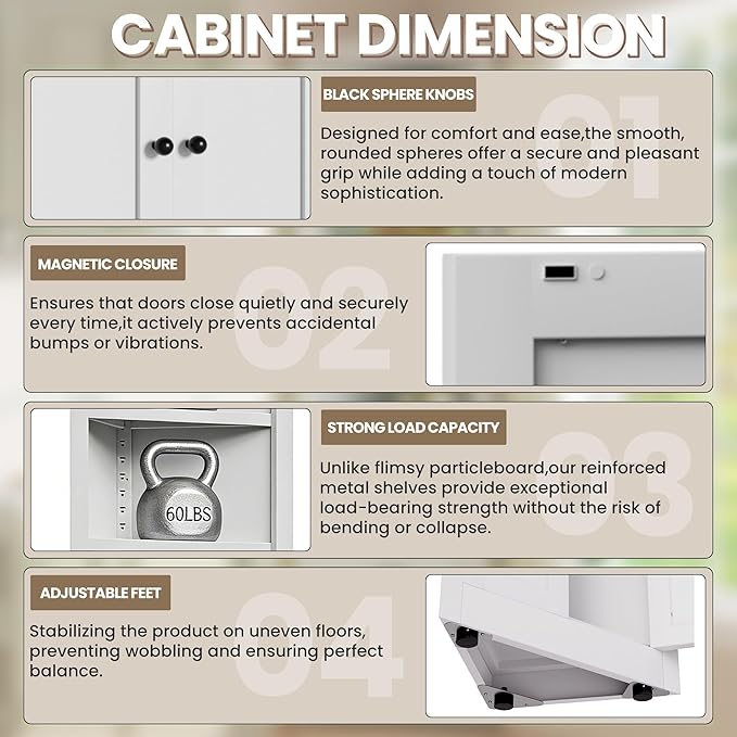 Metal Pantry Storage Cabinet with 4 Adjustable Shelves, 71" Tall Corner Cabinet for Bathroom, Corner Shelf Cabinet for Kitchen, Dining Room, Living Room, Assembly Required(White)