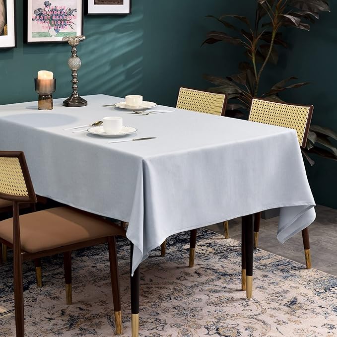 BALCONY & FALCON Rectangle Table Cloth ??Waterproof, Wrinkle-Resistant & Dust-Proof Farmhouse Tablecloth for Dining, Kitchen, Party Decorations, Outdoor Patio, Baby Shower (Silver, 55" x 71")