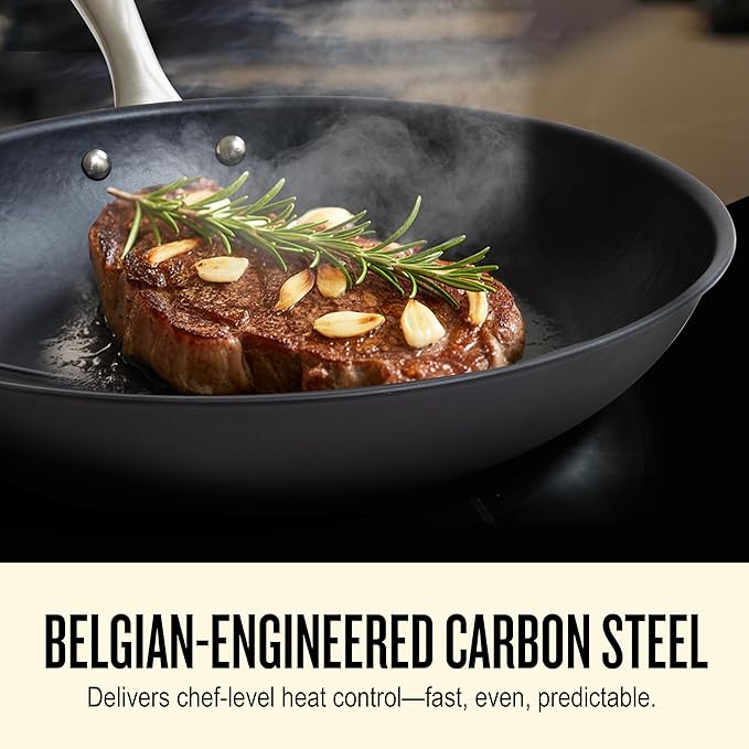 Alva Black Angus 9.5 & 11??Carbon Steel Frying Pan Set ??Naturally Nonstick, PFAS-Free & Toxin-Free, Oven & Induction Safe, Chef-Grade Heat Control, Built to Last a Lifetime, Designed in Belgium