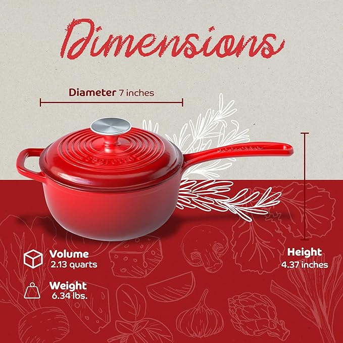 Small Sauce Pan with Lid, 2.13 QT Rosso (Gradient Red) Sauce Pot, Small Pot with Stay Cool Helper Handle and Tight-Fitting Lid - Segretto Cookware