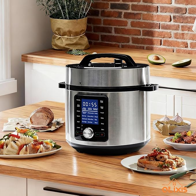 NEWBULIG 8.5 Quart Electric Pressure Cooker, Stainless Steel Multi Cooker Pressure, 24-in-1 Slow Cooker for Rice, Meat Stew, Porridge, Multigrain, Soup, Bean, Bake, Steam, Yogurt Maker