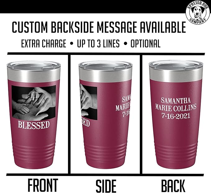 Personalized 20oz (17 Colors) Photo Picture Printed Insulated Stainless Steel Powder Coated Tumbler with Lid ??Customized Mother's Day Gift Gift for Him Men, Custom Coach Gifts Team Mom Dad (Maroon)