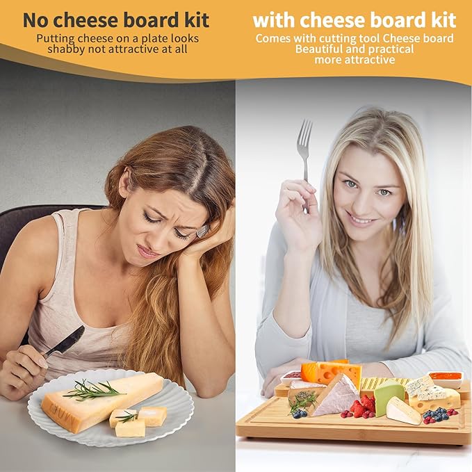 Charcuterie Boards Accessories, Charcuterie Boards with Knife Set, Cheese Board Serving Tray, Gifts for Women, Housewarming Gifts for New Home, Wedding Gift for Couples 2025 (With 2 Bowl)