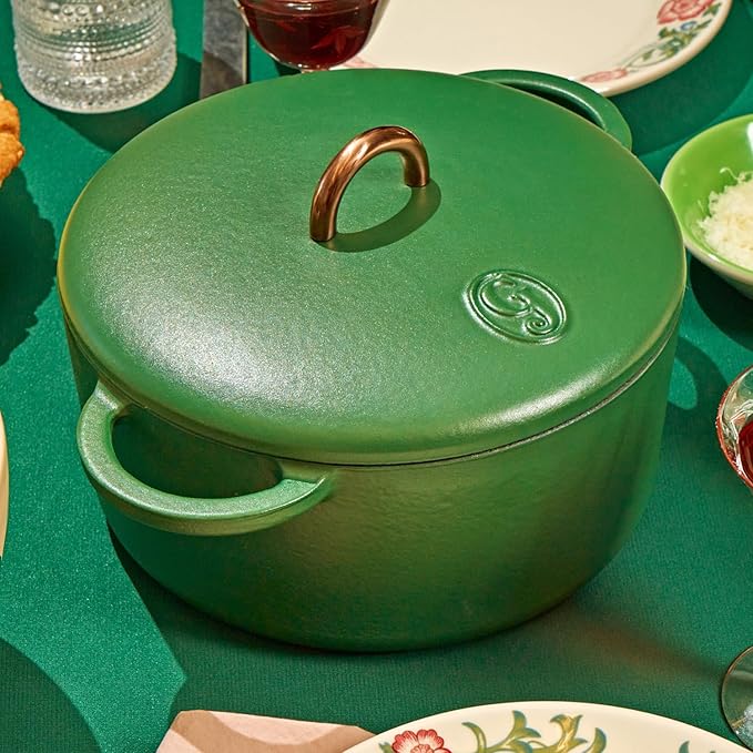 Great Jones Dutch Baby Dutch Oven with Lid (Broccoli, 3.5-Quart) | Enameled Cast Iron, Round Shape | Safe for Stovetops & Ovens up to 500째F | Space-Saving & Dishwasher-Friendly | Small-Batch Cooking