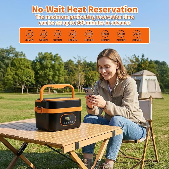 YAAHEIJA Cordless Electric Lunch Box for Adults, 18000mAh & 60W Fast Heating Food Warmer, 1.5L Leak-Proof Container, Adjustable Temp & Keep Warm for Office, Travel, Camping, Truck