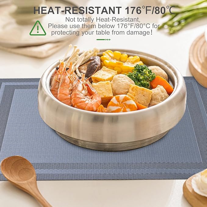 BETEAM Placemats Set of 12, Woven Vinyl Placemat for Dining Table Washable Wipeable Kitchen Place Mats Durable Indoor Outdoor Table Mats