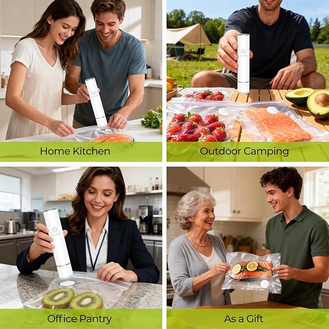 Reusable Vacuum Sealer Bags for Food with Air Valve, 30 Pack BPA?멑ree Food Saver Bags Dishwasher?멣afe, Freezer,Microwave, Odor-Resistant, Leak?몆roof for Leftovers, Meal Prep, Sous Vide, BBQ