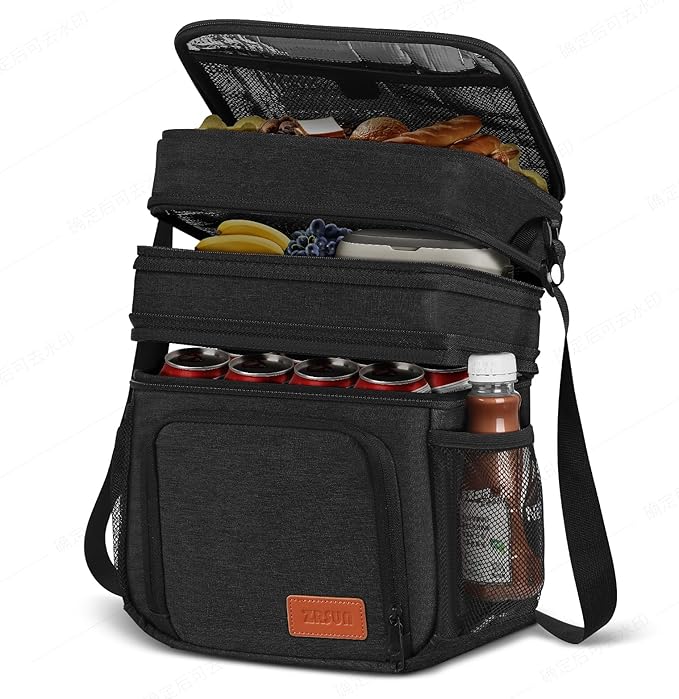 ZRSUN Insulated Lunch Bag for Women Men, Reusable 3 Layers Lunch Box Women, Expandable Reusable Water-resistant Lunch Box for Work Travel Office Picnic Hiking