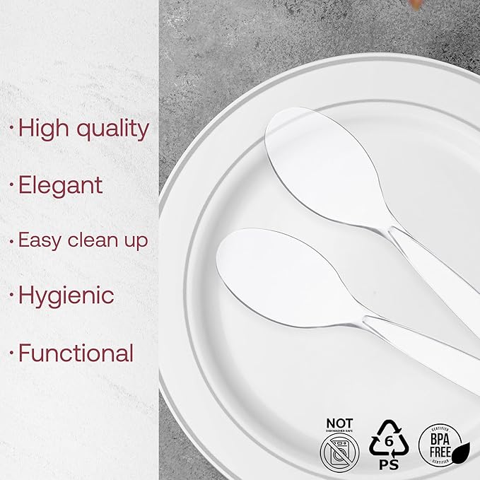Smarty Had A Party 144 Clear Disposable Plastic Serving Spoons Clear Plastic Supplies Utensils Serving Spoons for Parties for Buffets