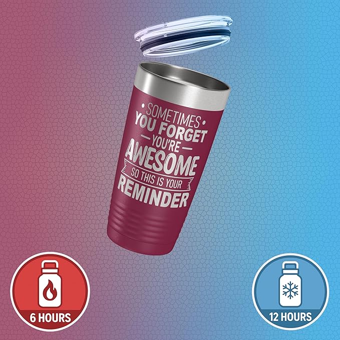 Spotted Dog Company Inspirational Tumbler, Inspirational Gifts for Men Dad Father Wife Sister Women, Birthday For Him Her, You?셱e Awesome Tumbler, Teacher Coworker Gifts 20oz Maroon
