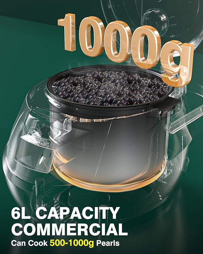 WantJoin Boba Cooker - 6L Commercial Automatic Bubble Maker Machine Pearl Warmer Cooking Pot for Milk Tea Tapioca Pearls, 900W