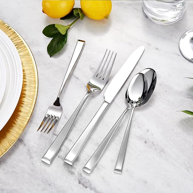 KEAWELL Premium Imperial 20-Piece Silverware Set, Service for 4 ??Heavy Duty 18/10 Stainless Steel Flatware, Dishwasher Safe for Elegant Dining and Holiday Hosting (20, Silver)