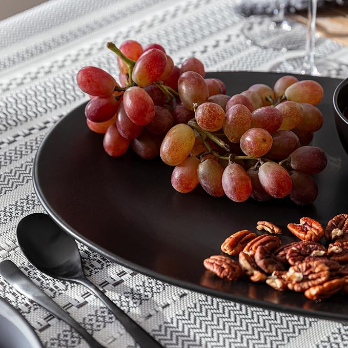 over&back Coupe Stoneware Serving Platter - Elegant 1-Piece Oval Serving Platter to Complete Your Kitchen Set - 16.4" x 11.5" - Semi-Matte Black