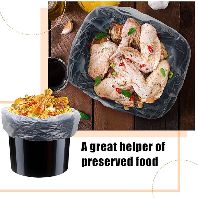 Teling 50 Pack 5 Gallon Bucket Liner Bags Clear Ice Bucket Liners Turkey Brine Disposable Marinating Container Bag for Storage Food, Leak Proof竊?0 x 28 Inches (4.7 Mil)