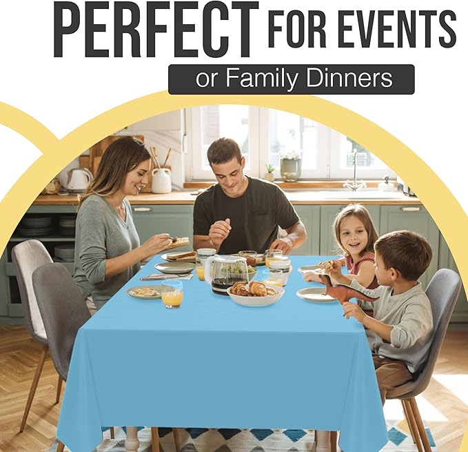 Exquisite 66% Thicker Premium Plastic Table Cloth Rectangle Table Cover 0.5 Mil 24 Pack Sky Blue Table Cloth 54 Inch x 108 Inch Disposable Tablecloth Won't Tear Easily Like Cheap Thin Brands