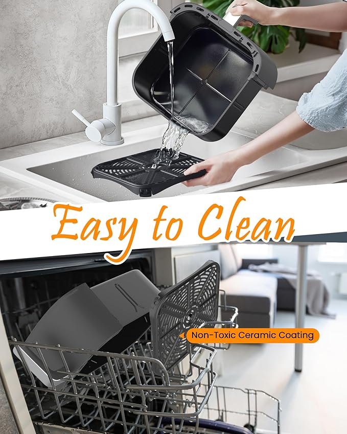 Nuwave Brio Plus 6-in-1 Air Fryer, 7-Qt Large Capacity, 50°F??00°F Precise Temp Control, Non-Toxic PFAS-Free Nonstick, Air Fry, Bake, Roast, Toast, Dehydrate, Reheat, 100 Presets, Dishwasher Safe