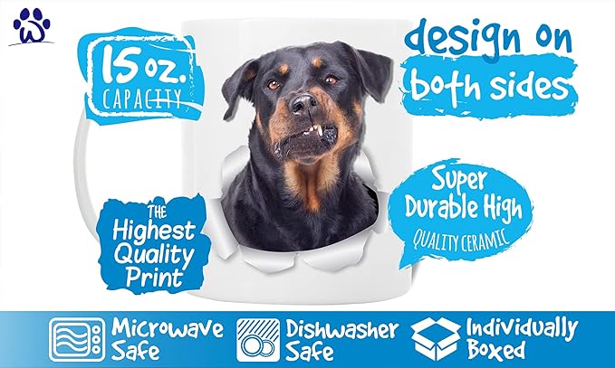 Winston & Bear Funny Rottweile Mug - Rottie Ceramic Coffee Mug Gift for Dog Lovers Mom and Dad - Perfect Birthday or Christmas, Father's or Mother's Day Gift (15oz)