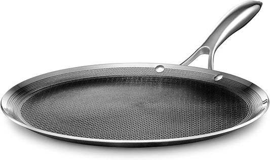 HexClad Hybrid Nonstick 12-Inch Griddle Pan, Stay-Cool Handle, Dishwasher-Friendly, Oven-Safe Up to 900째F, Induction Ready, Compatible with All Cooktops