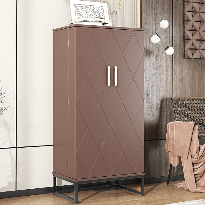 51??Pantry Cabinets, Freestanding Kitchen Pantry Storage Cabinet with Adjustable Shelves, Buffet Cupboards Storage Cabinet for Home Office Use (Brown)