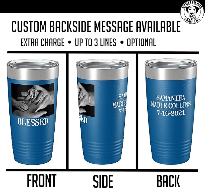 Personalized 20oz (17 Colors) Photo Picture Printed Insulated Stainless Steel Powder Coated Tumbler with Lid ??Customized Mother's Day Gift Gift for Him, Custom Coach Gifts Team Mom Dad (Royal Blue)