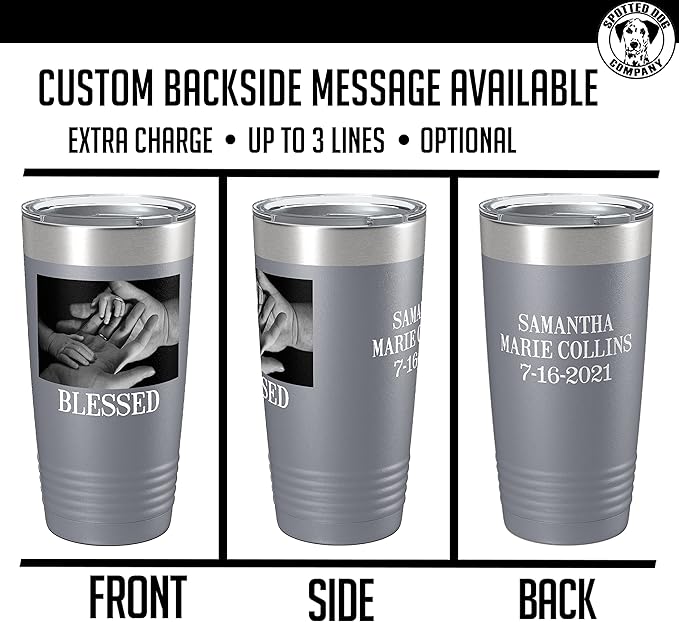 Personalized (17 Colors) 20oz Photo Picture Printed Insulated Stainless Steel Powder Coated Tumbler with Lid ??Customized Gift Idea for Her Women Him Men, Custom Coach Gifts Team Mom Dad (Gray)