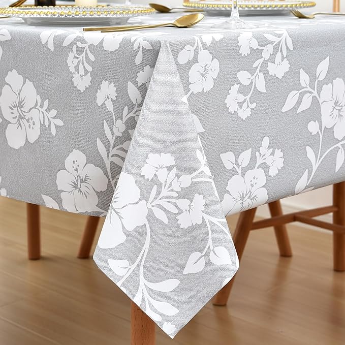 LOHASCASA Farmhouse Sunflower Vinyl Tablecloth for Rectangle Tables, PVC Waterproof Plastic Table Cloth Cover Oblong Tables, Wipeable Oilcloth Tablecloths for Outside Patio Table, BBQ 54x78 Inch