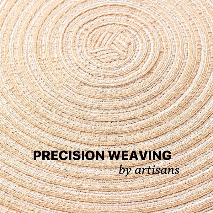 Round Placemats Set of 12 Woven Placemats Washable Braided Table Mats for Dining Table Heat Resistant Non-Slip Circle Place Mats(Beige)