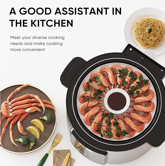 NEWBULIG 6 Quart Electric Pressure Cooker, Stainless Steel Multi Cooker Pressure, 12-in-1 Slow Cooker for Rice, Meat Stew, Porridge, Multigrain, Steam, Yogurt Maker