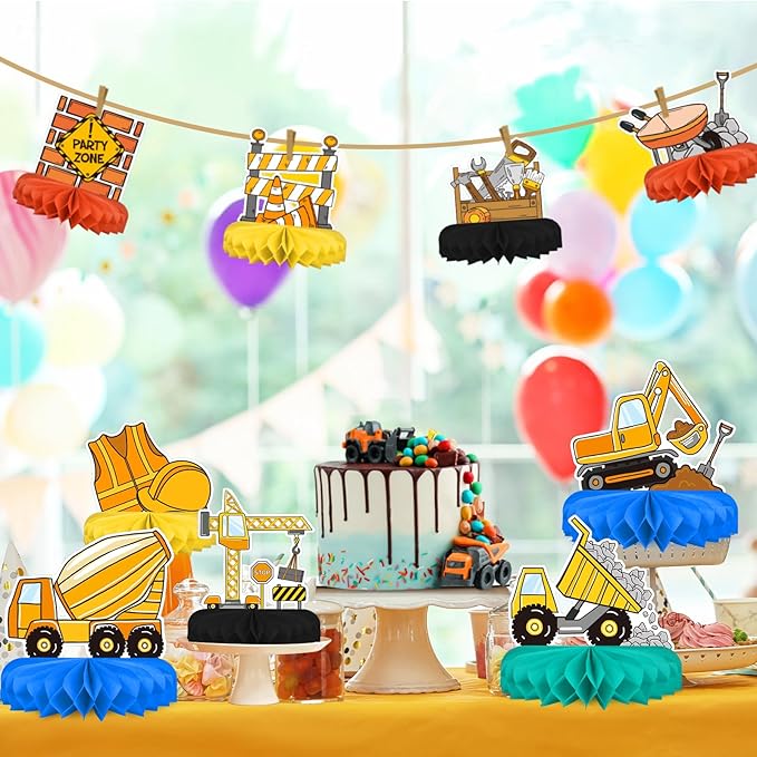 Construction Birthday Party Supplies - Construction Themed Honeycomb Centerpiece 竊똖able Decorations Construction Themed Birthday Party Decorations
