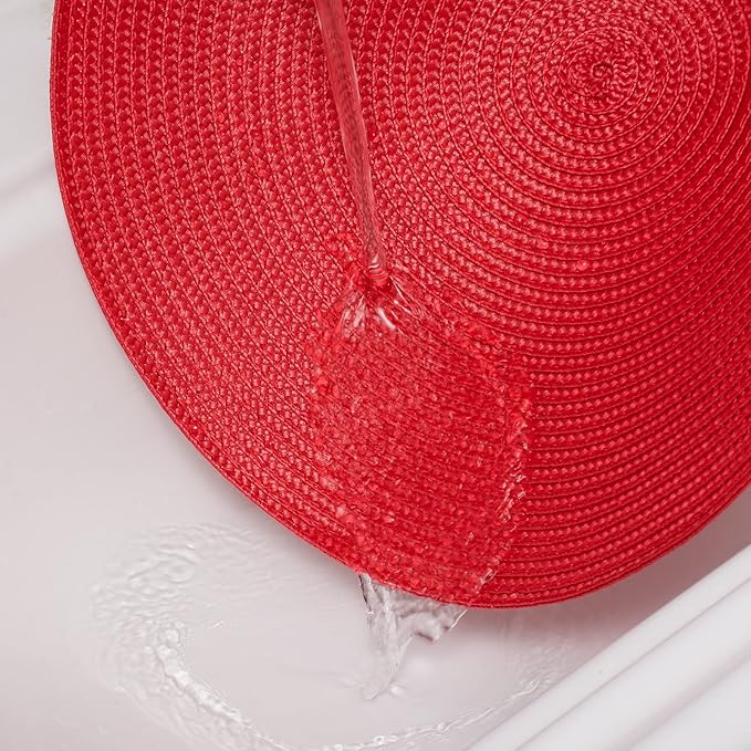 AHHFSMEI Round Braided Placemats 15 Inch Round Table Mats for Dining Tables Natural Woven Heat Resistant Place mats Set of 6(red)