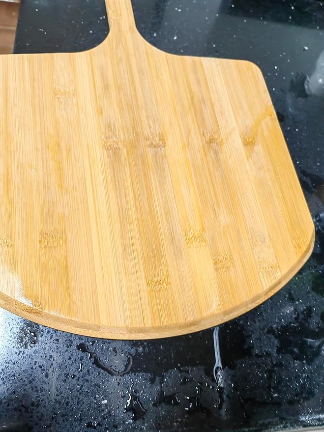 SWEIBIAI Bamboo Pizza Board 12inch Pizza Cutting Board Wood Pizza Peel Pizza Serving Board For Kitchen Charcuterie Board, Natural